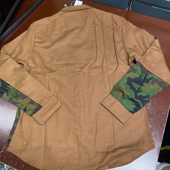 Reason Mens Brown Camouflage Long Sleeves Collared Button Front Shirt Size XL - Picture 2 of 5